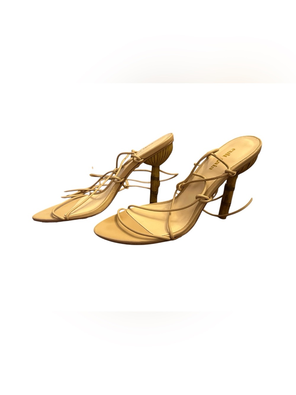 Cult Gaia Nude Lace-Up Bamboo Heel Leather Sandals Size 37.5